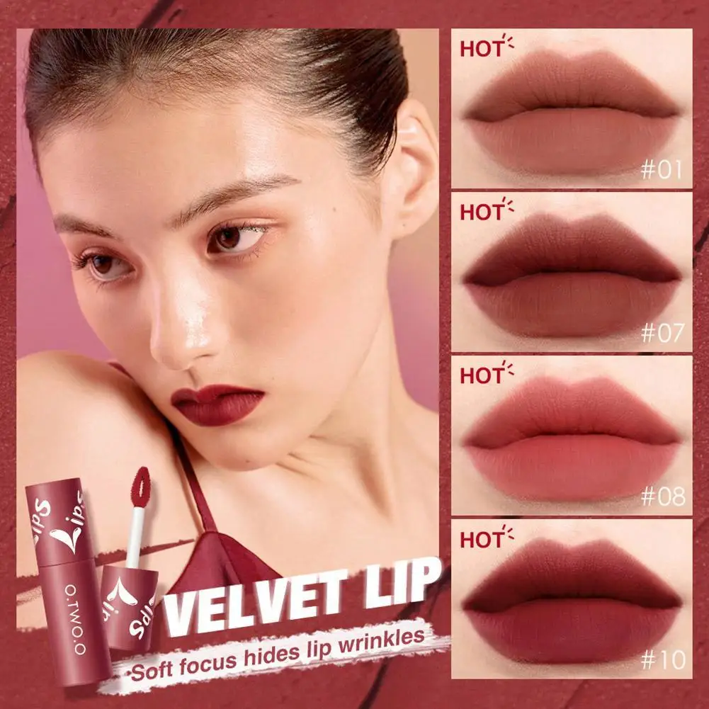 

O.TWO.O Velvet Matte Liptint Lip & Cheek Mud Dual-use Lip Clay High Pigmented Long Lasting Not Dry Concealing Lip Lines 12Colors