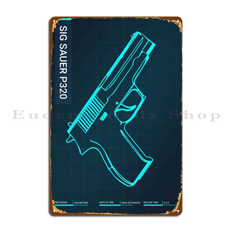 Sig Sauer P320 пистолет металлическая искусственная табличка дизайн клуба оловянный