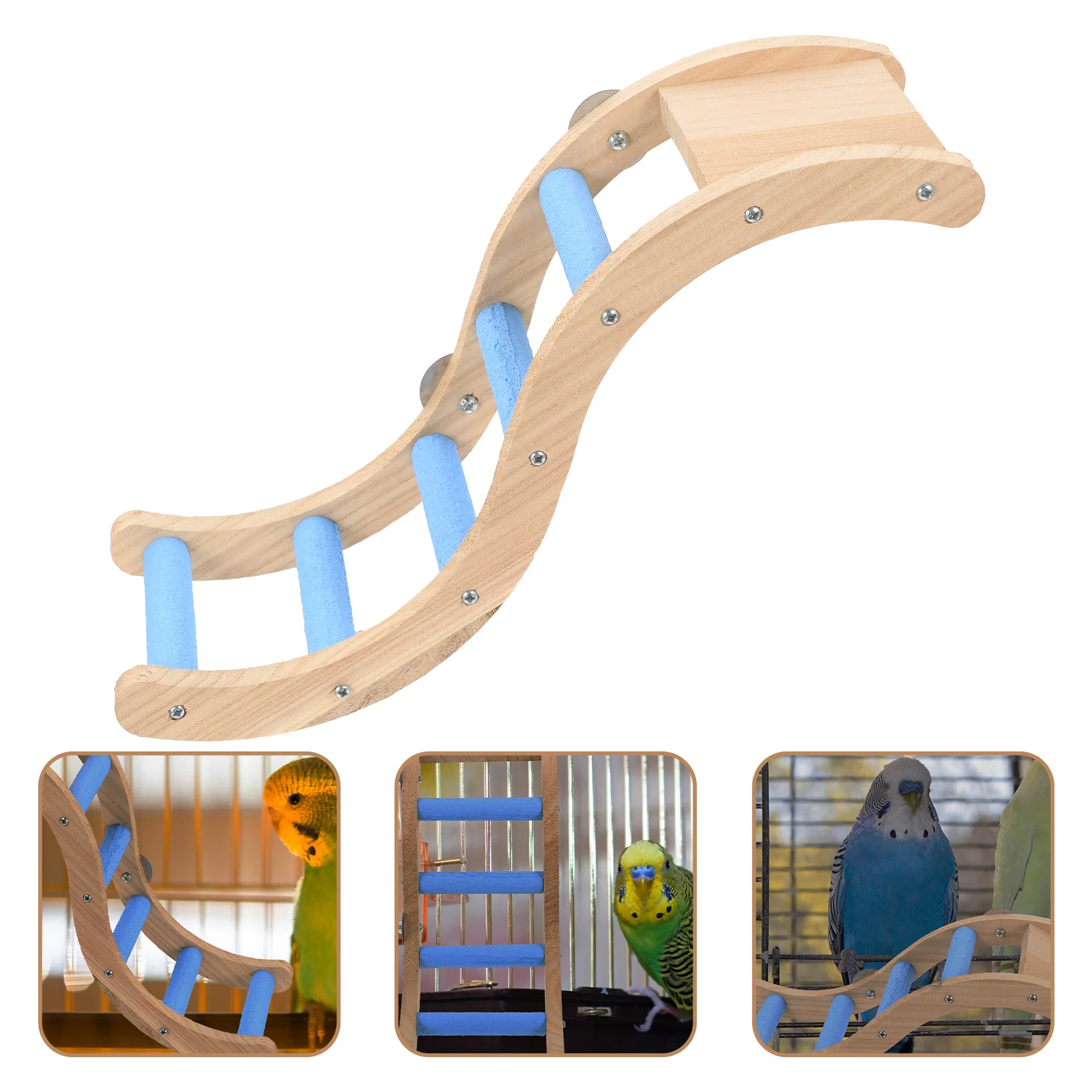 

Ladder Bird Parrotbudgerigar Cage Hanging Climbing Bite Accessories Grinding Claw Plaything Resistant Wooden Wood Stair Birds