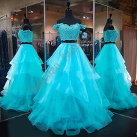 simple two pieces quinceanera dress off the shoulder for 15 girls gown pleat appliques beads tiered classic vestido de soiree