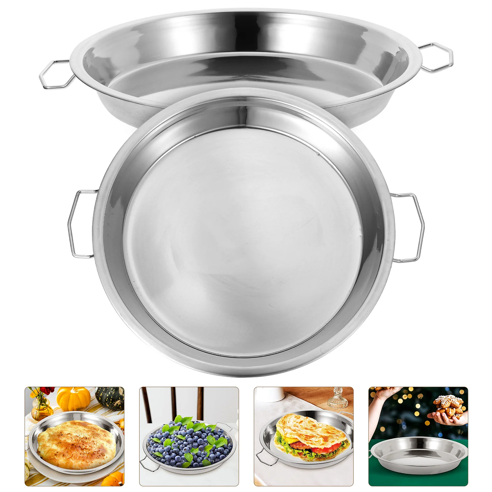

Plate Steel Stainless Tray Steaming Pan Steamer Round Metal Pot Serving Dish Noodle Steamed Rice Rack Cake Platter Steam Cold