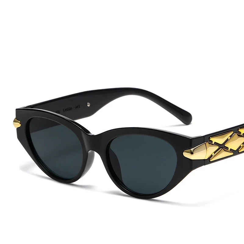 Очки солнцезащитные женские винтажные овальные в оправе кошачий глаз