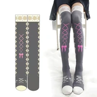 cospaly stockings high tube anime college style sweet over the knee sexy girl long leg socks bow print thigh summer stockings