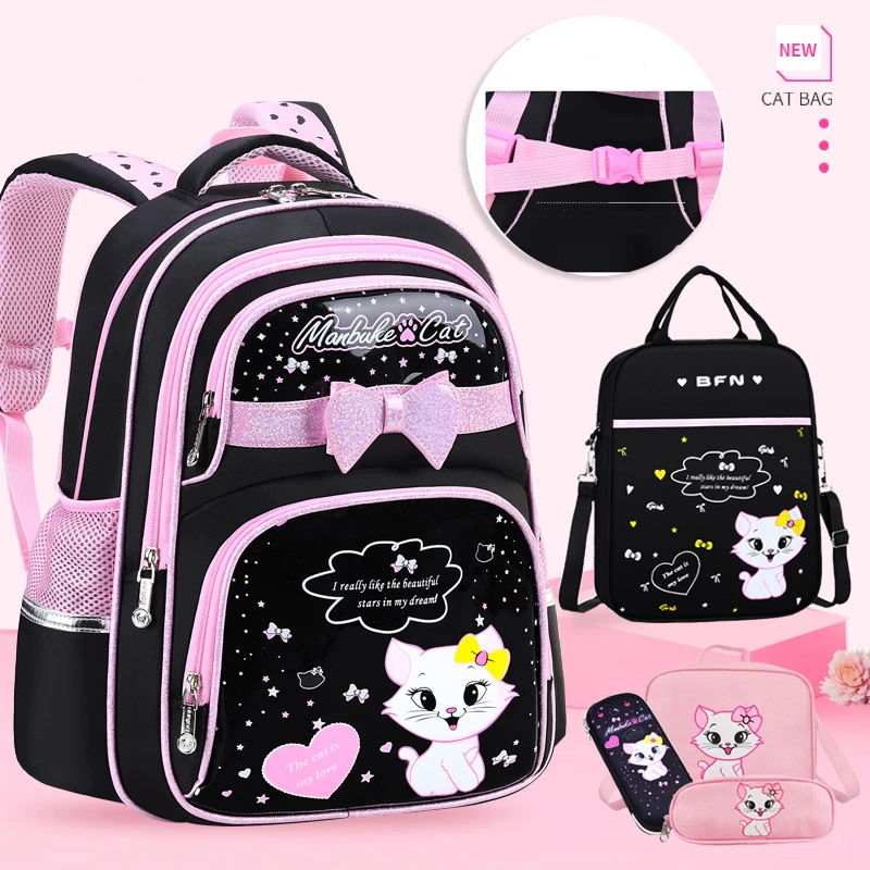 MRLD Toddler Backpack Class Bags For Girls Cat Bag Student Bag School 1-3-6 Grade Backpack 6-12 Years Old Cute Kids Backpack