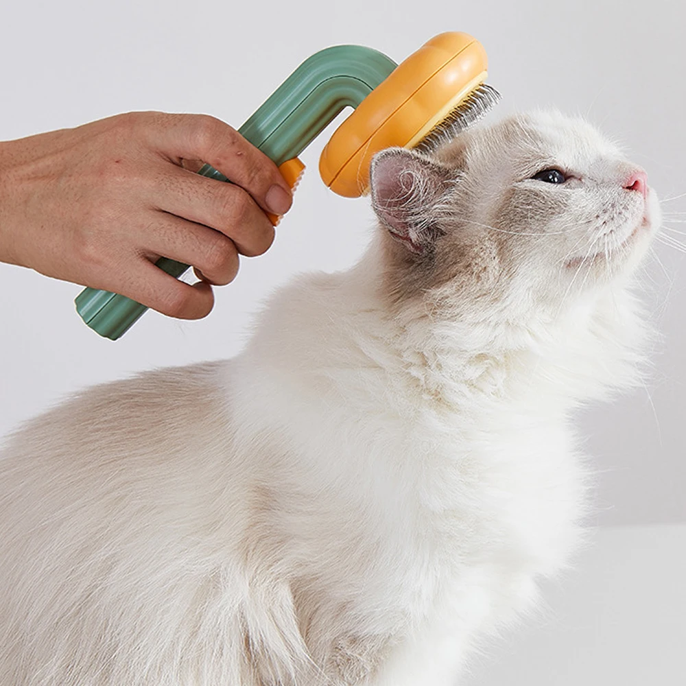 

Pet Brush Dog Cat Grooming Comb Pet Cat Comb Clean Brush Self Cleaning Slicker Brush Hair Removal Selfcleaning Flea Comb