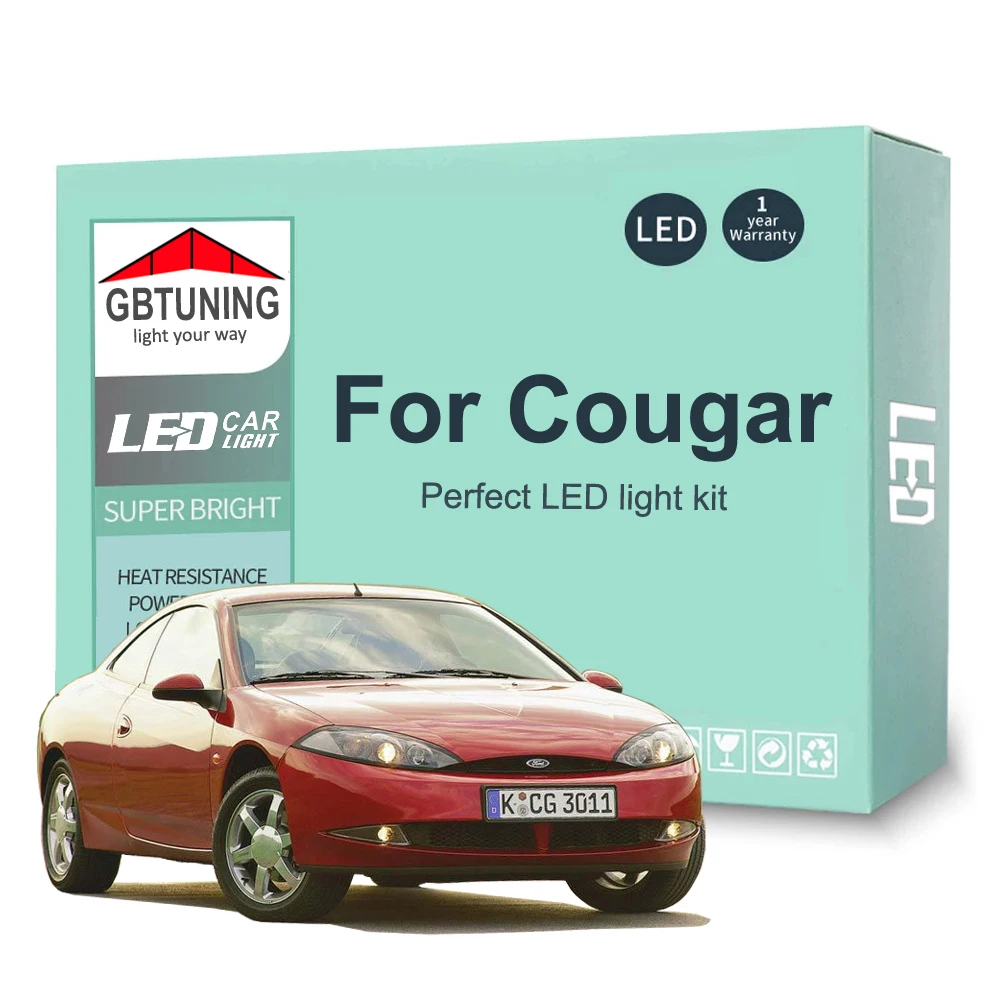 Комплект светодиодных ламп для светильник Ки для Ford Cougar Coupe 1998 1999 2000 2001 2002, купольная автомобильная карта, автомобильная лампа Canbus без ошибок...