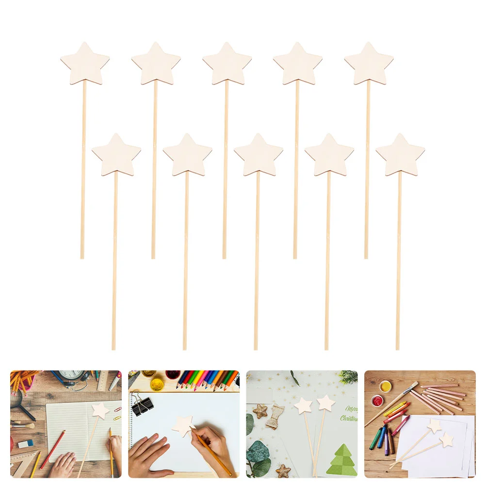 

Children Decorative Fairy Wands DIY Unfinished Wood Graffiti Fairy Wands Star Shape Fairy Sticks Unpainted Fairy Wands