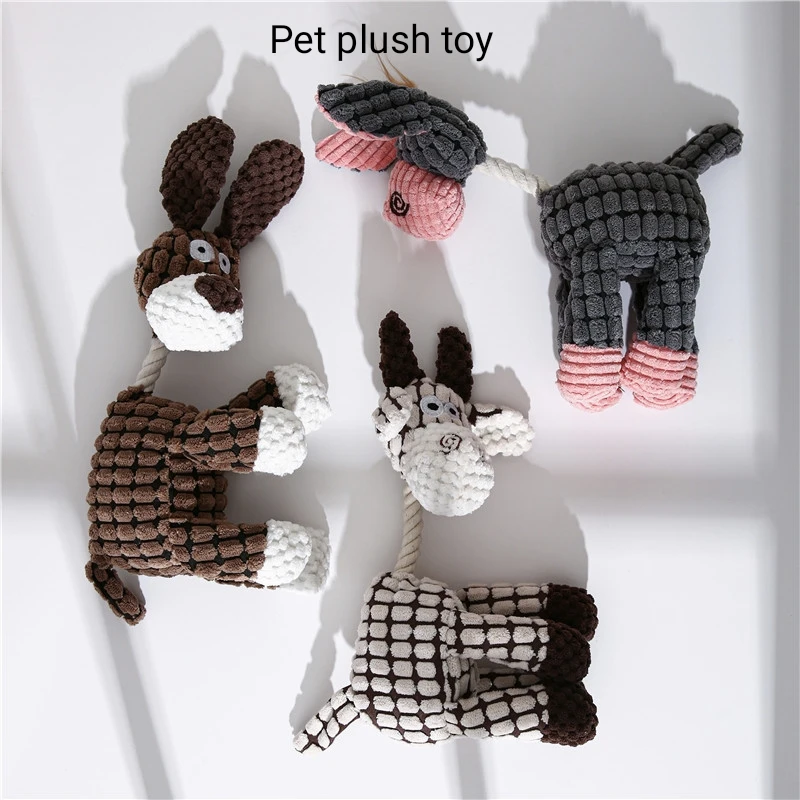 

Pet Plush Toys Bite-resistant Cotton Rope Corn Velvet Molars Donkey Voice Decompression Boredom Toy Pet Cleaning Teeth Supplies