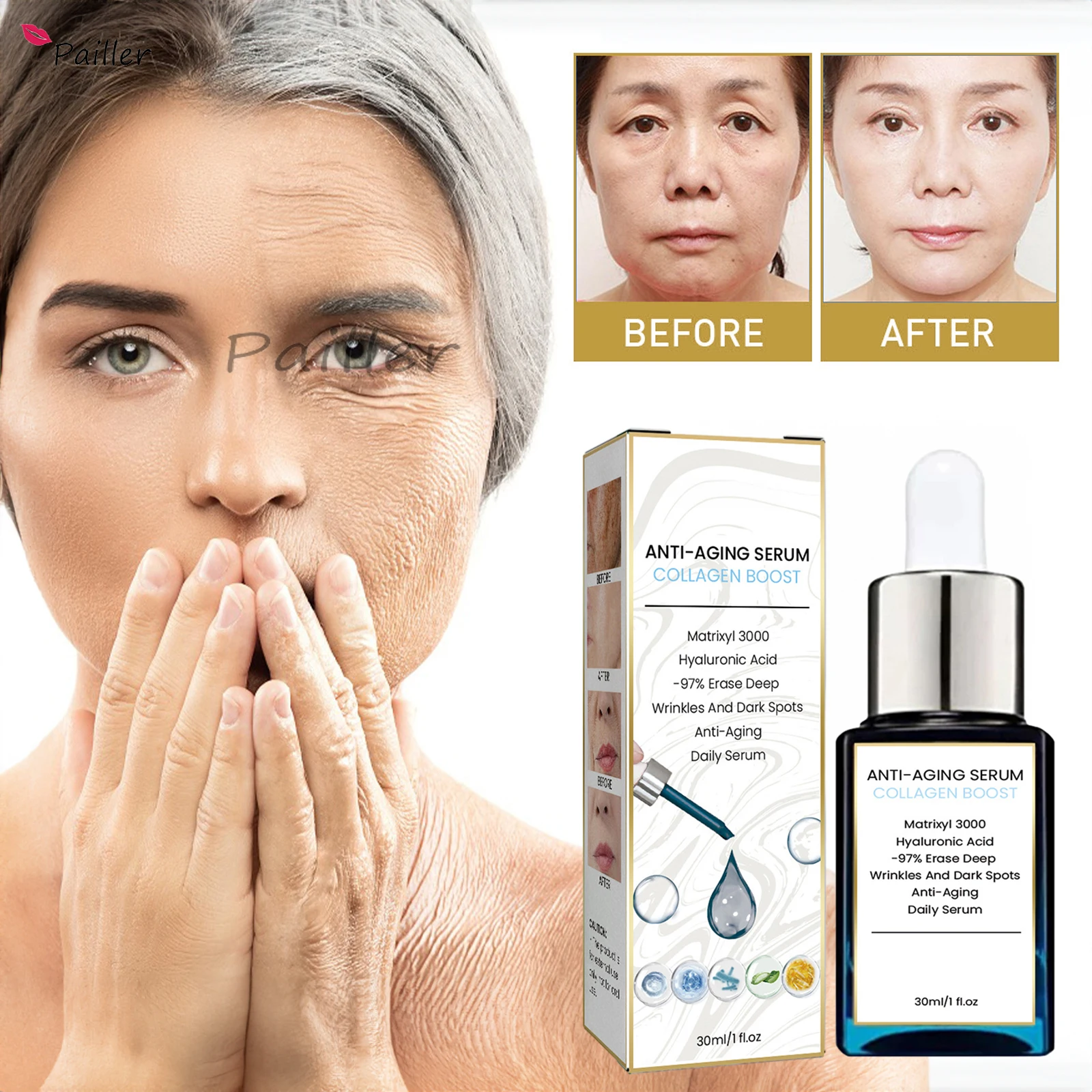 

Anti-aging Wrinkle Essence Collagen Protein Fade Fine Lines Moisturizing Brighten Firming Lifting Facial Beauty Health Skin Care