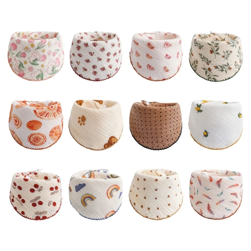 

Infant Feeding Bib Soft Wash Towel Cotton Face Cloth for Babies Thick Handkerchief Floral Burp Cloth Newborn Shower Gift