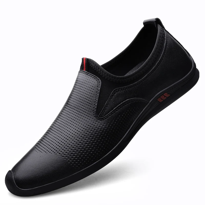 

Лоферы мужские из натуральной кожи, Повседневная дышащая удобная Уличная обувь, Перфорированные кроссовки, весна-осень