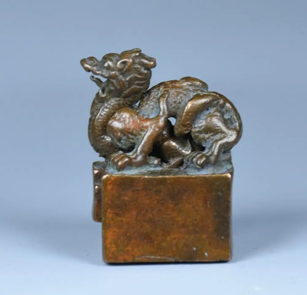 

3CM Old China Copper Dynasty Palace Combination Dragon Beast Seal Signet Stamp