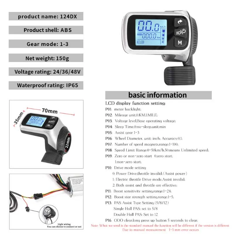 Дисплей 124DX с дисплеем для большого пальца контроллер скутера Ebike двигателя 24 В 48