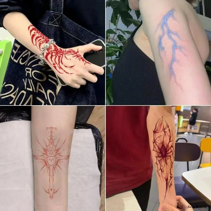 Красная кость молния временные татуировки крутой паук реалистичный мультфильм