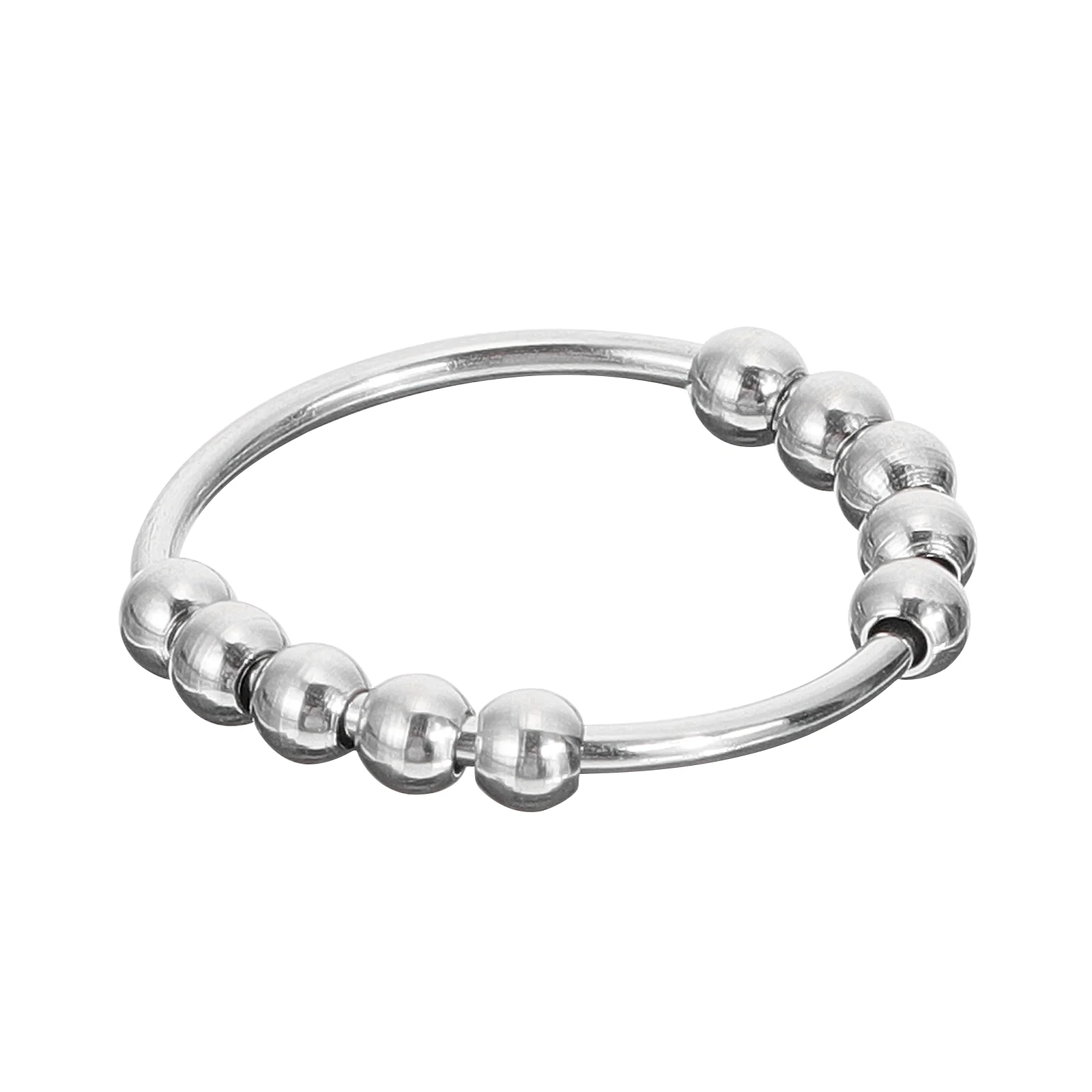 

Sterling Silver Thumb Ring Stress Anxiety Beads Relief Spiral Pressure Reduce Ease Stainless Steel Miss