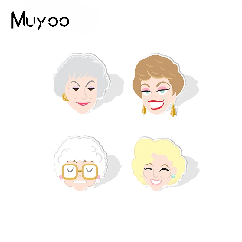 

2022 New Arrival Fashion Golden Girls Funny Comedy TV Show Handcraft Epoxy Acrylic Lapel Pins Badge Pin