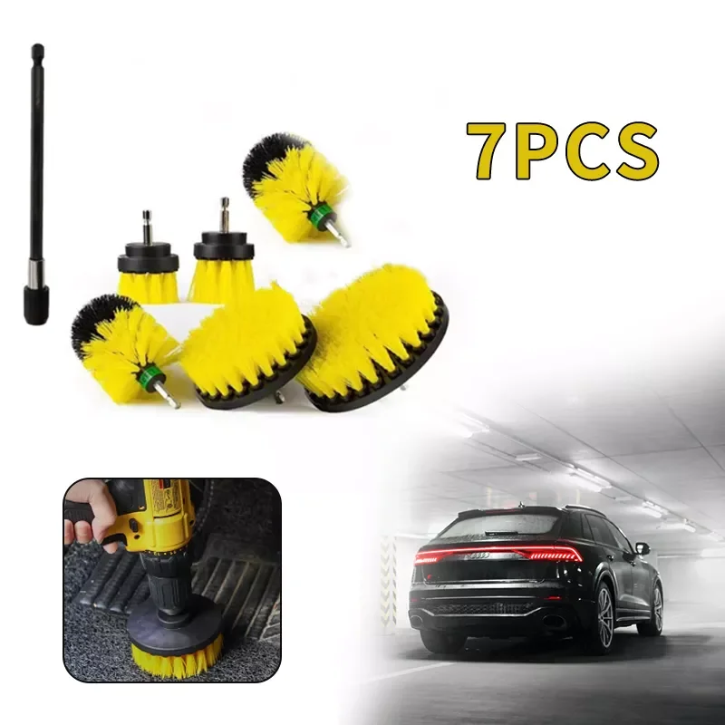 

7pcs Power Drill Brush Set for Bathroom Brushes Cordless Attachment Kit Tub Toilet Clean Car Wheel Tires Electric Cleaning Tools
