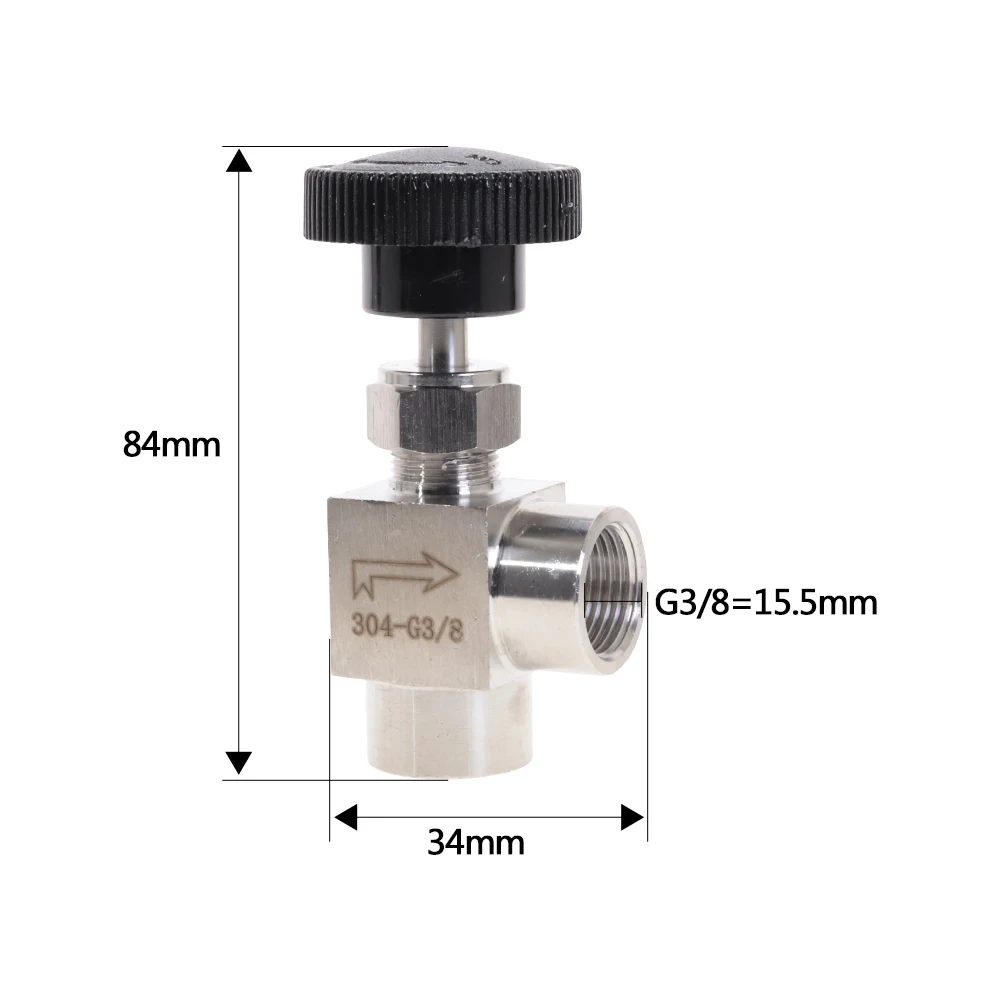 

Stainless Steel Needle Valve Right Angle Thread BSP 1/8'' 1/4'' 1/2'' 3/8'' 915 PSI Adjustable Water Gas Oil Hard Pipe Control