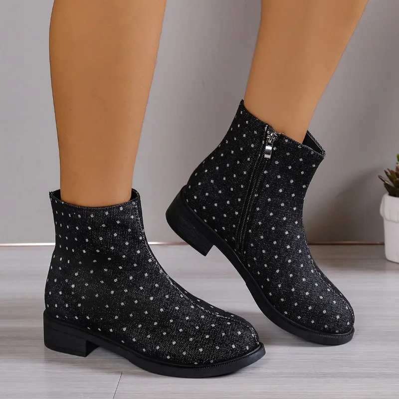 

Chelsea Boots Women 2023 Winter New Zipper Fashion Shoes Female Round Toed Trend Slip on Motorcycle Boots Zapatos De Mujer