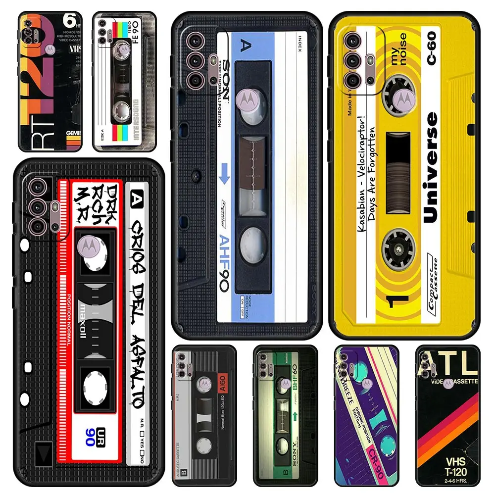 

Cover Case for Motorola Moto G30 G50 G60 G60S G8 G9 Power Lite Plus Play 5G Capinha Armor Official Retro Cassette Tapes