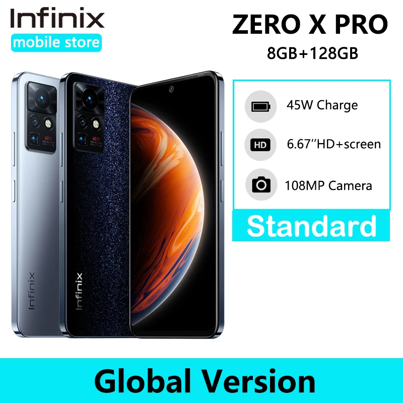 

New Global Version Infinix ZERO X PRO 8GB 128GB Smartphone 108MP Camera 6.67" FHD+ AMOLED 120Hz Display 45W Super Charge