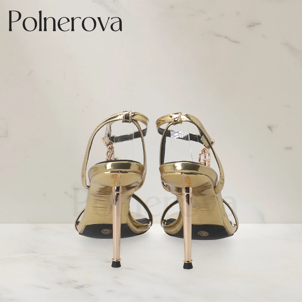 Metallic Lock Luxurious Sandals Designer Style Summer Shoes Round Toe Gold Leather Women Shoes New Arrival Custom Color Sandals