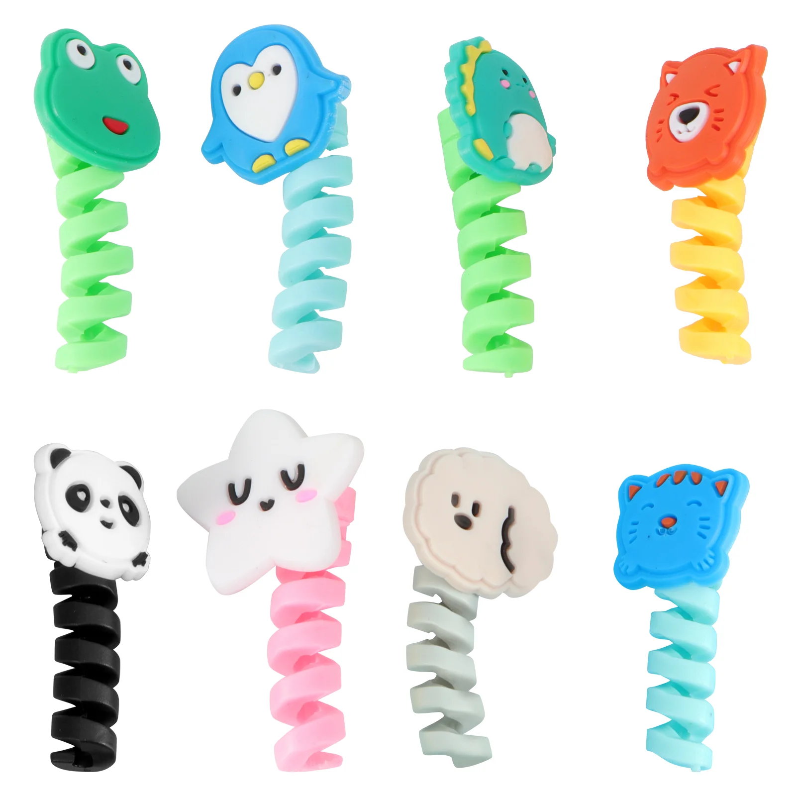

8 Pcs Earphone Data Line Protector USB Silica Gel Silicone Cable Winders