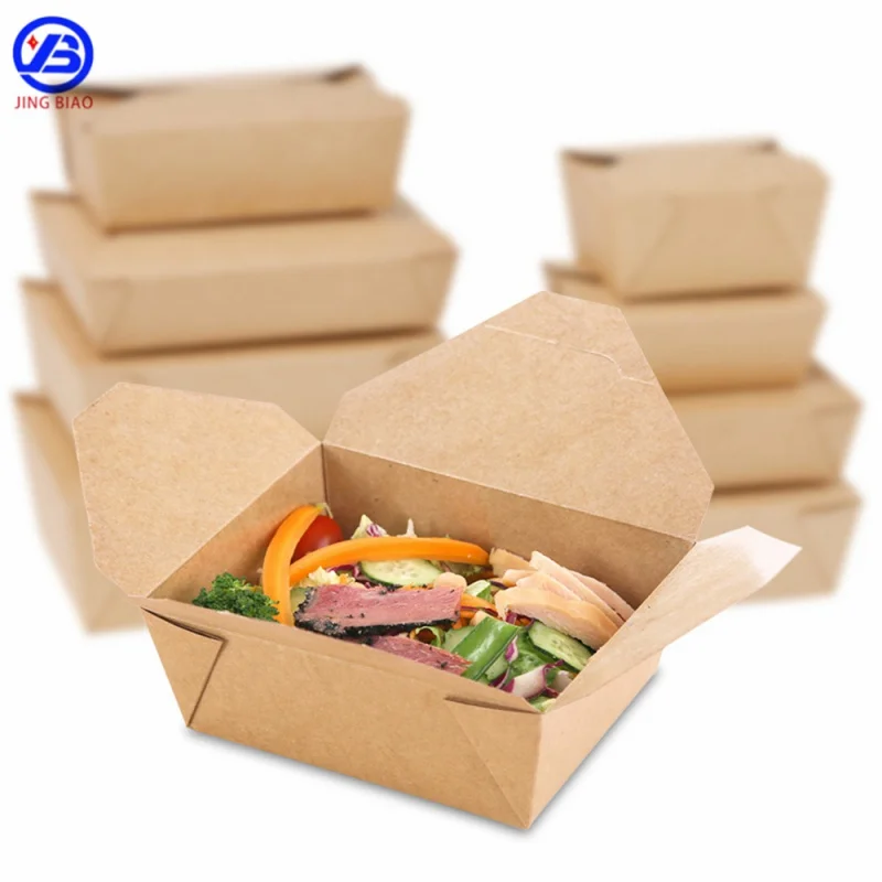 

Biodegradable Kraft Paper Pulp Box Disposable Customized Pla Coating Paper Salad Porridge Dessert Lunch Take Away Boxes