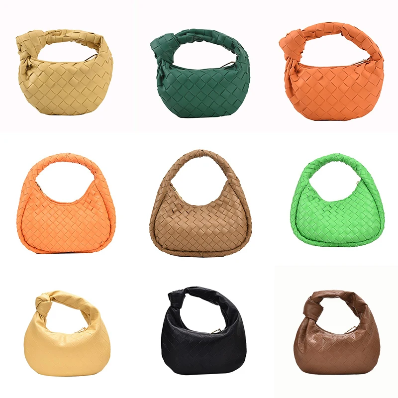 

Luxury Zipper Clutch Woven Bags For Women 2022 New Fashion Shoulder Lady PU Leather Hobo Hand Clutch Bag Soft Hobo Tote Bag