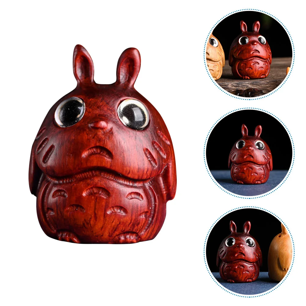 

Rabbit Bunny Figurine Statue Charms Year Wood Wooden Oil Essential Keychain New Chinese Decor Diffuser Charm Making Supplies