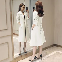 womens mid length trench coat korean fashion slim fit designer womens clothing coat jacket high quality belt british style