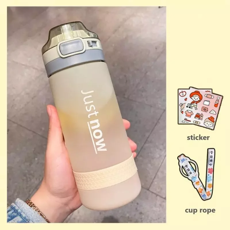 

New in water bottle with straw without BPA portable outdoor sports cute drinking water plastic bottle environmental protection c