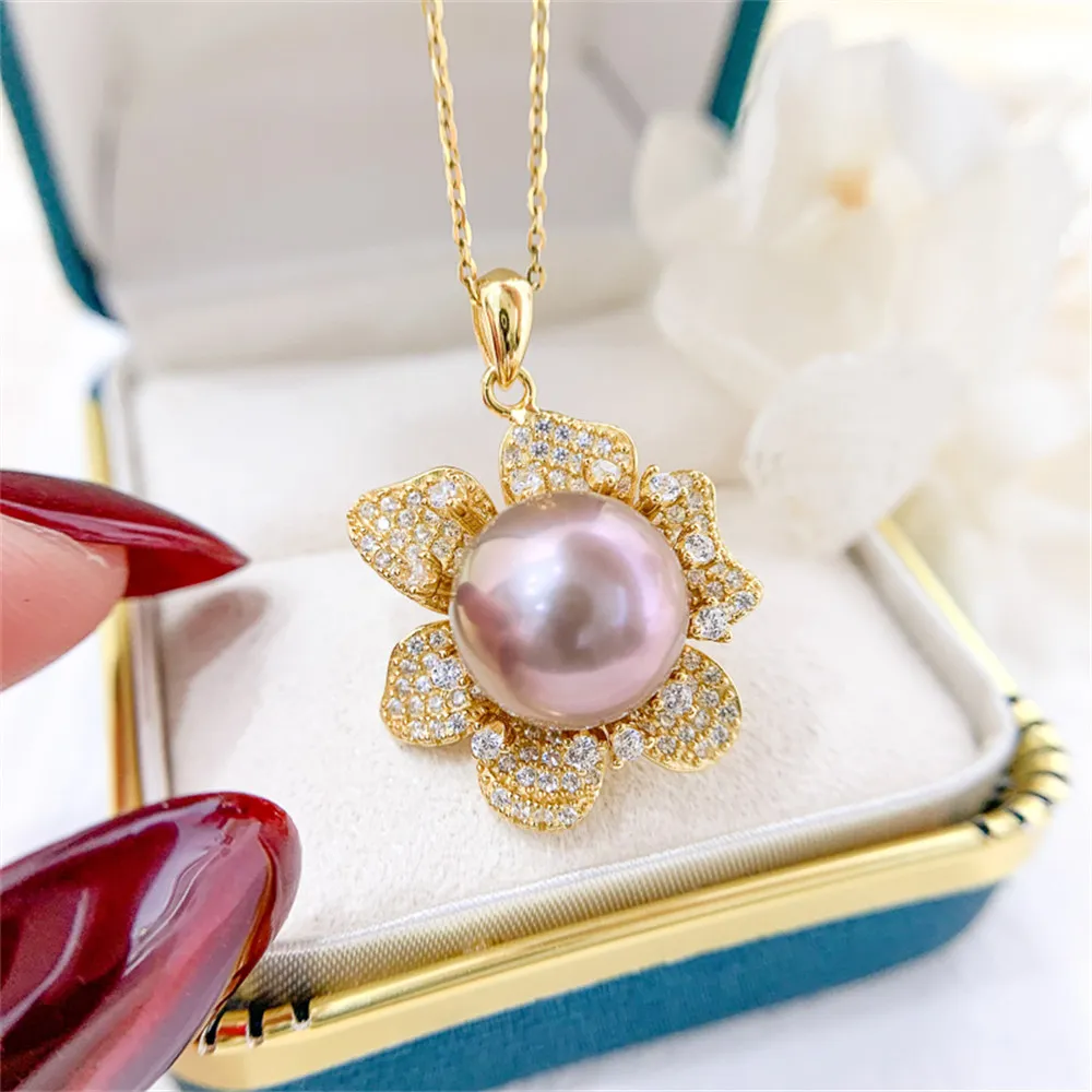 

Жемчужные аксессуары «сделай сам», кулон из стерлингового серебра 925 пробы, пустой держатель, Серебряный кулон-консилер для ожерелья с бусинами 11-14 мм