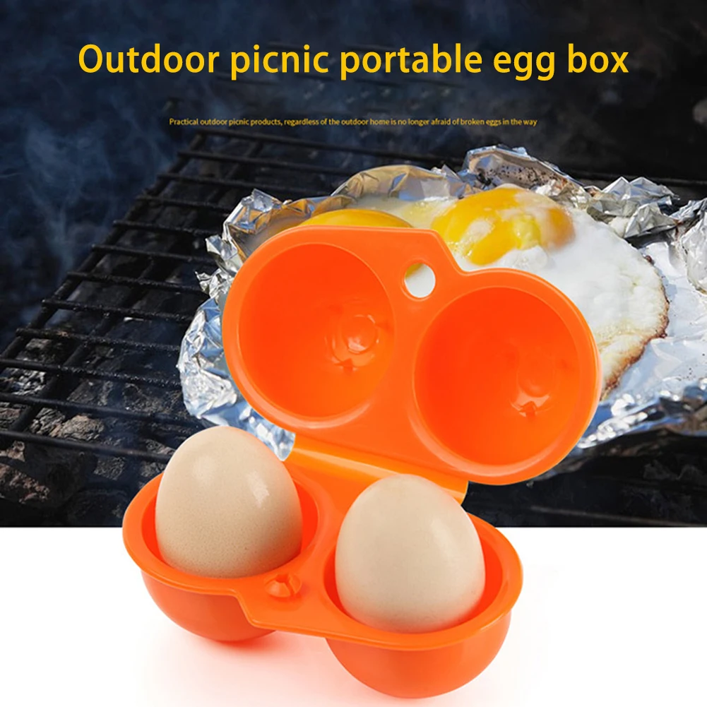 

2 Grid Egg Storage Box Portable Egg Holder Container for Outdoor Camping Picnic Eggs Box Case Kitchen Organizer Case