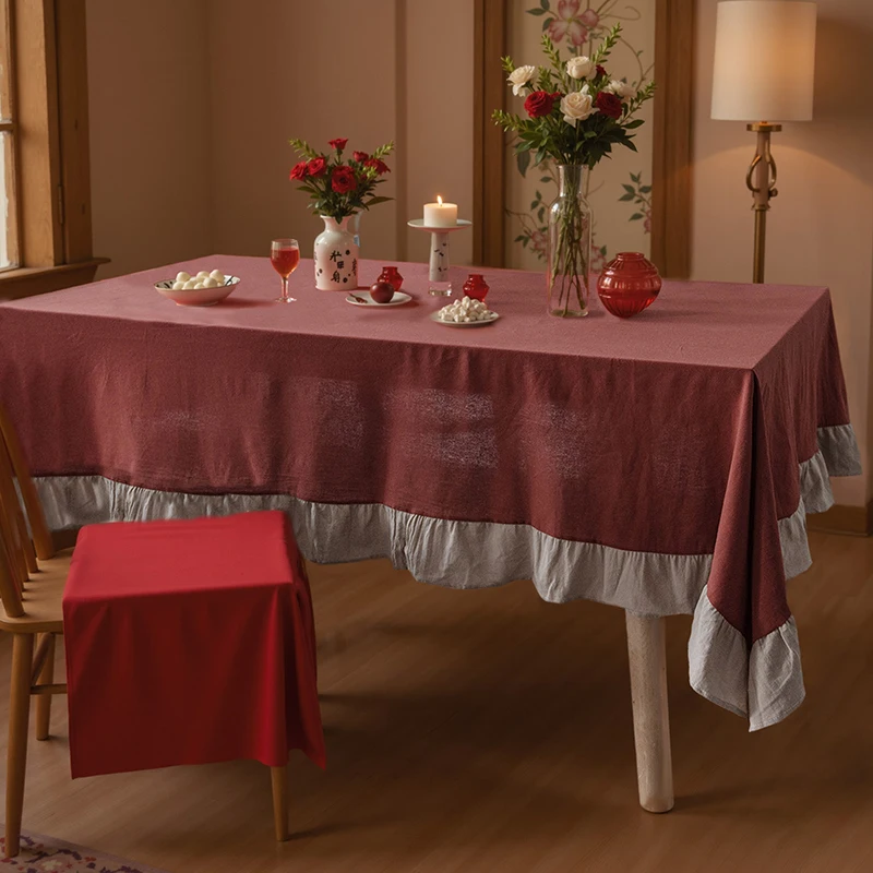 

Хлопковая скатерть с рюшами, французский принт