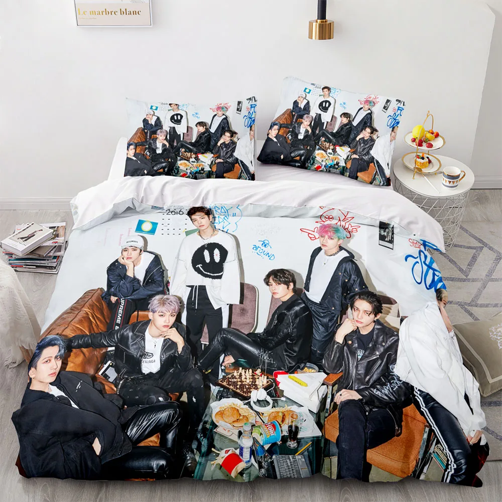 

Stray Kids Bedding Set Single Twin Full Queen King Size Kpop Hip Hop Bed Set Aldult Kid Bedroom Duvetcover Sets 3D Print 036 y2k