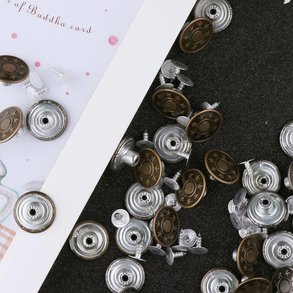 40pcs/box With Box Clothing Accessories Metal Fastener Jean Button Rivets Repair DIY Craft Replacement Sewing Snap Fixing Tool |