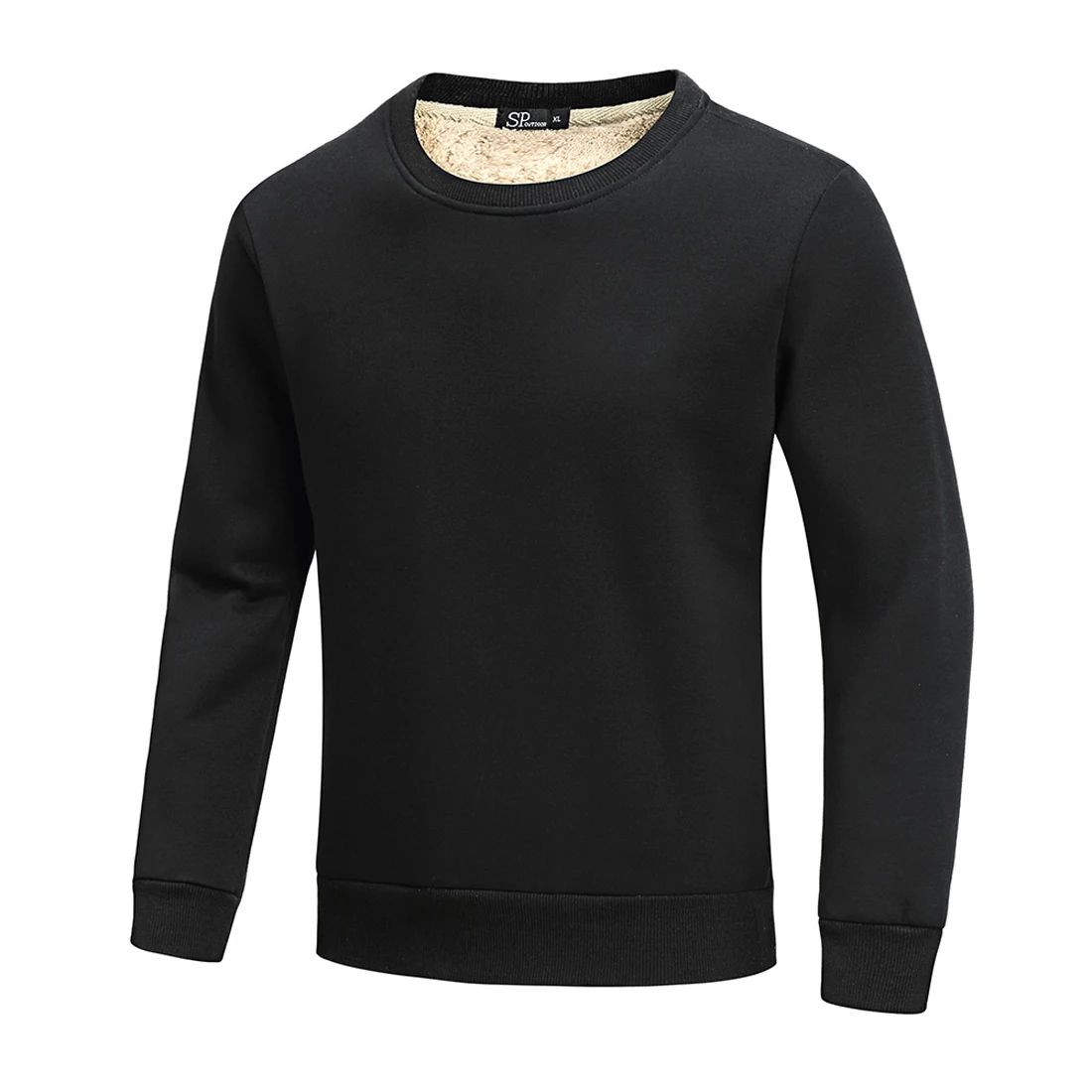 Warm Sherpa Lined Fleece Long Sleeve Underwear Tops Winter Crewneck Fuzzy Pullover Flannel Shirts