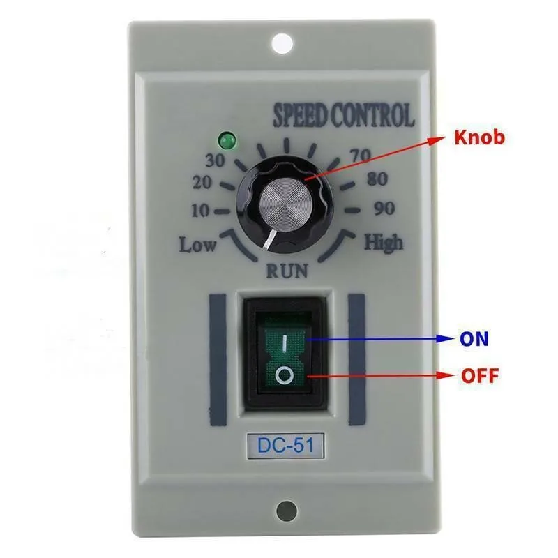 

Adjustable PWM DC Motor Speed Controller AC 110V To DC 24V-90V 0.02W~400W For Speed Governing Device Drivers 0-90V DC Motors