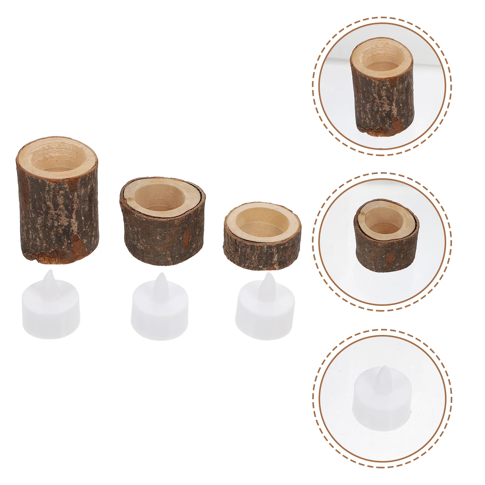 

3 Sets Stump Shaped Electric Lamps Unique Flameless Lights