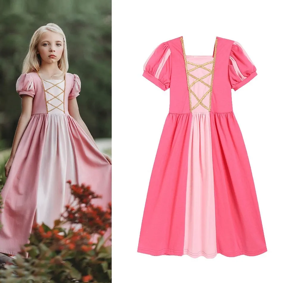 

Детское платье для косплея Belle Rapunzel Aurora, детский костюм для вечеринки для девочек, платье для карнавала, Золушка, Белоснежка, маскировка Merida