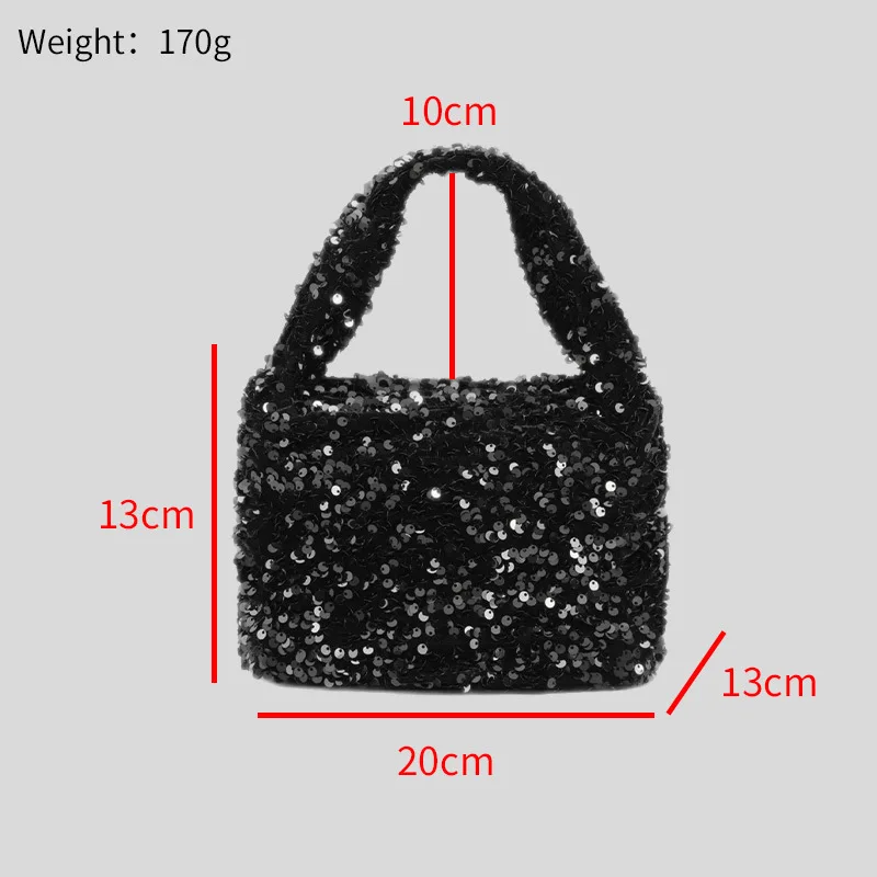Women's Fashion Retro Sequin Design Shoulder Bag Large Capacity Simple Versatile Convenient Handbag 2023 New Sac à Main Femme