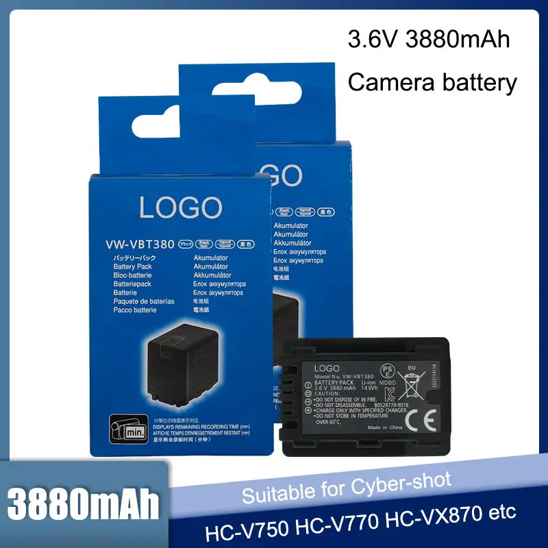 

3880mAh VW-VBT380 VBT380 VW-VBT190 VBT190 Battery for HC-V110, HC-V130, HC-V160, HC-V180, HC-V201, HC-V250,HC-V260