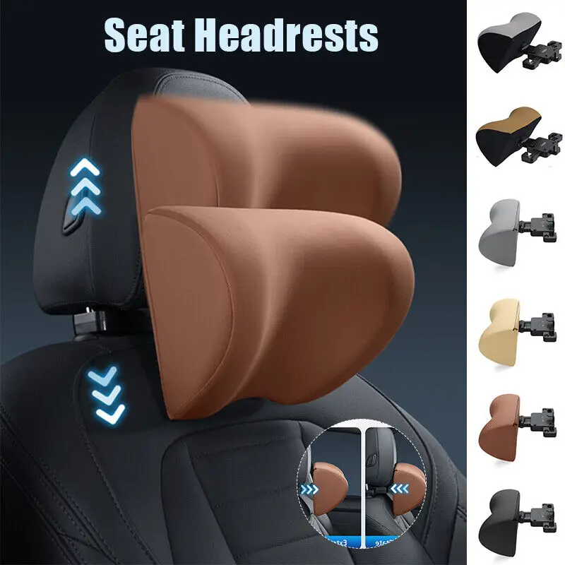 

Leather Car Headrest Neck Pillow Adjustable Angle Car Seat Headrest Pillow with Hook for Head Pain Relief Carsickness Travel