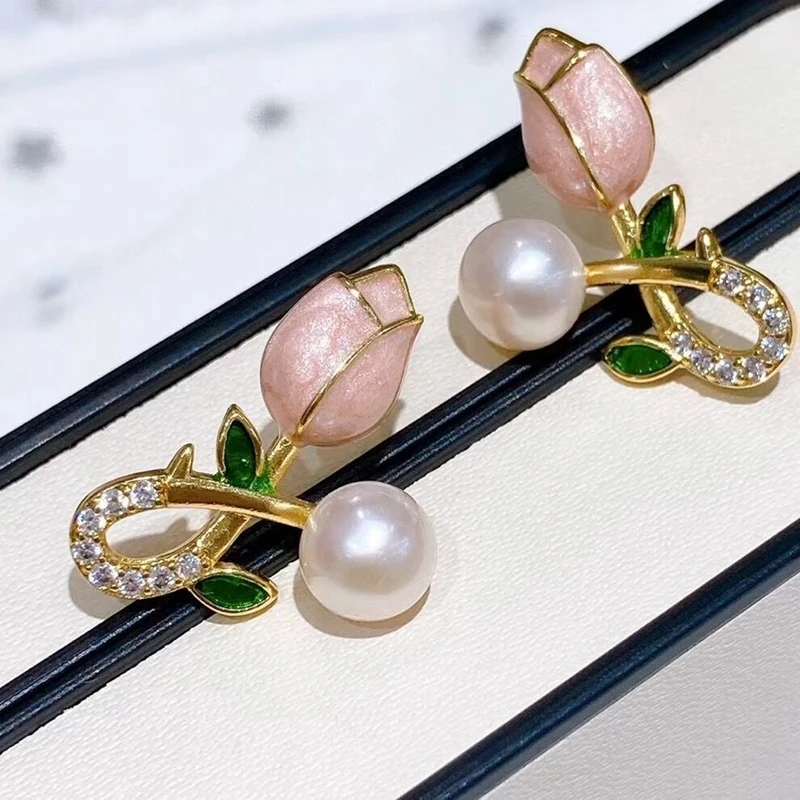 

Женское украшение из натурального пресноводного жемчуга 7-8 мм, из стерлингового серебра, украшение для ушей, простой романтический подарок для девушки