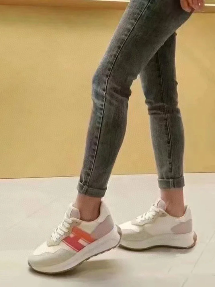 platform shoes dad shoes small white shoes women's 2023 new leather lace-up versatile and breathable casual sneakers women flats