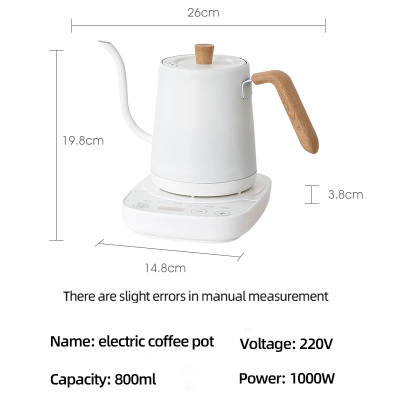 Gooseneck Electric Kettle 800ml Hand Brew Coffee Pot smart Teapot Temperature Control Pot 1000W Rapid Heating Kettle 110v/220v images - 6