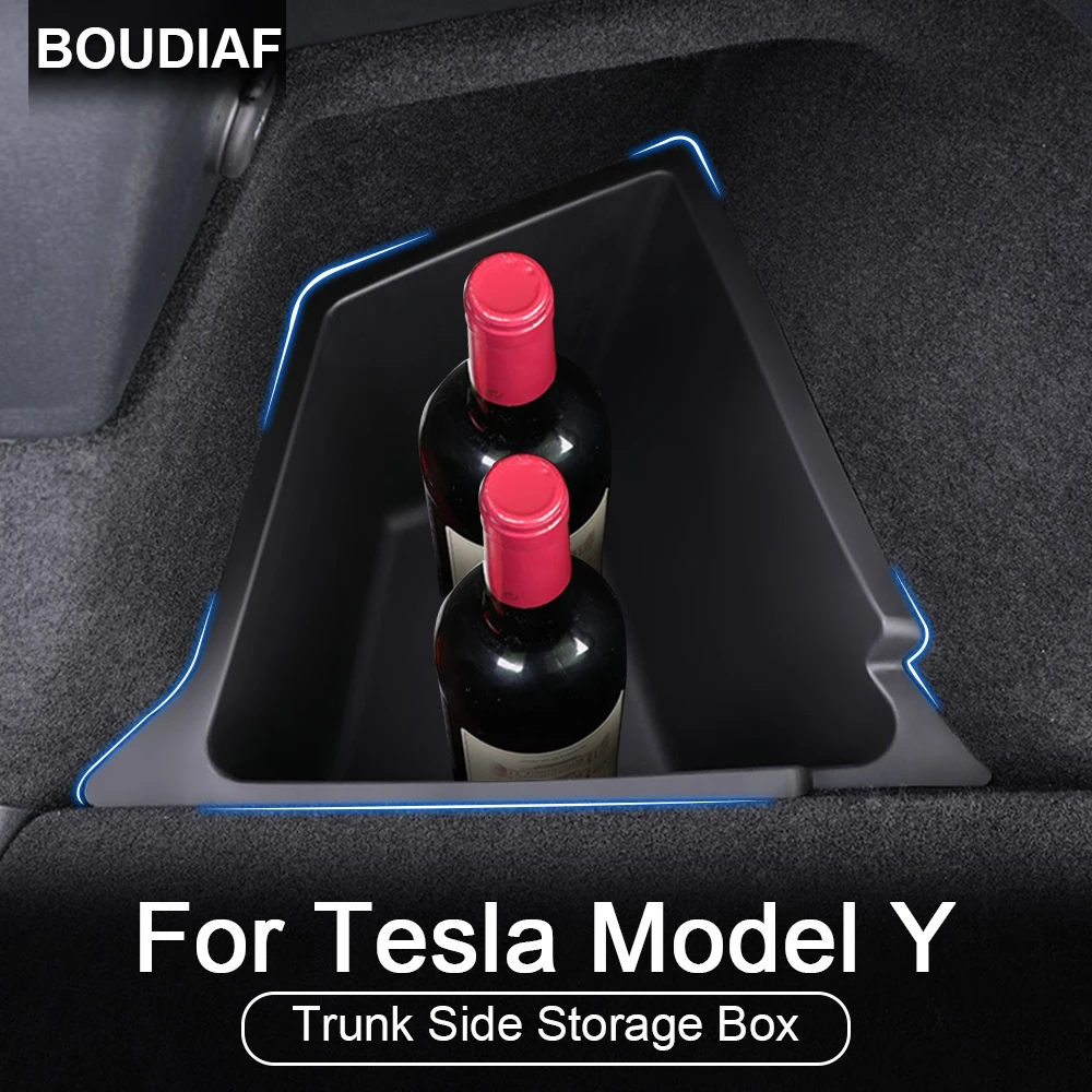 

Боковой ящик для хранения в багажнике автомобиля, боковой ящик для хранения, водонепроницаемые мусорные баки без запаха, автомобильные аксессуары для Tesla Model Y 2018-23