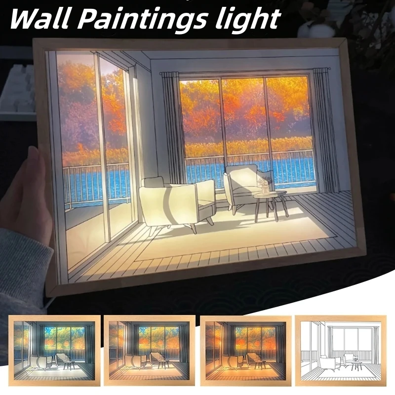 

LED Decorative Wall Paintings light USB Powered Wall Art Shadow Wall Picture lights Hanging Simulate Sunbathing Dog Night Light