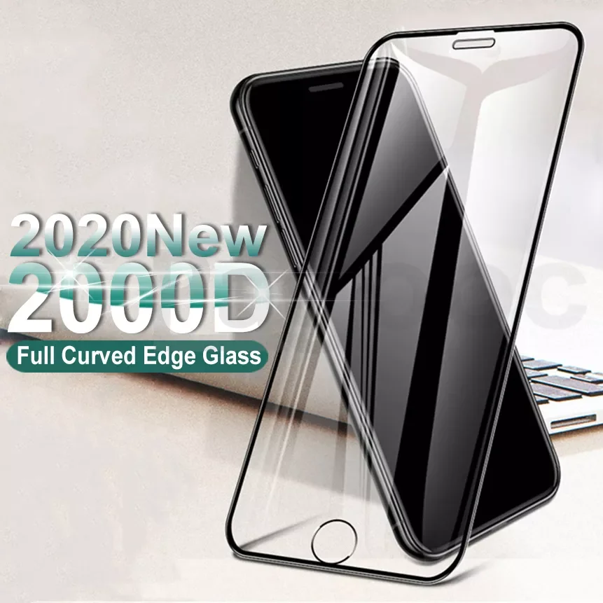 

2000D Curved Edge Tempered Glass For iPhone SE 2020 6 6S 7 8 Plus Full Cover Glass on iPhone 11 Pro XS Max X XR Screen Protector